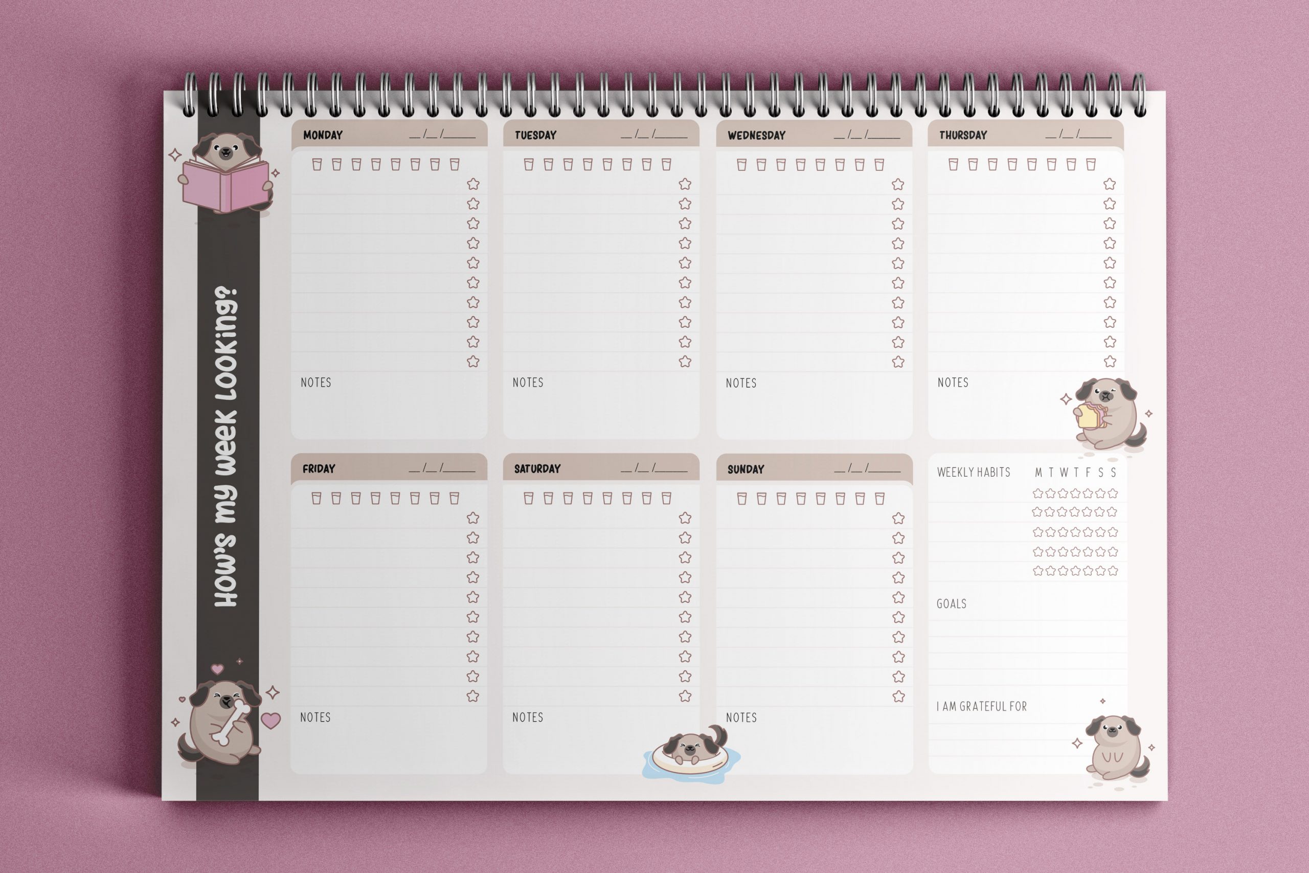 A pet dog themed weekly planner designed by Hybrid Design Studio