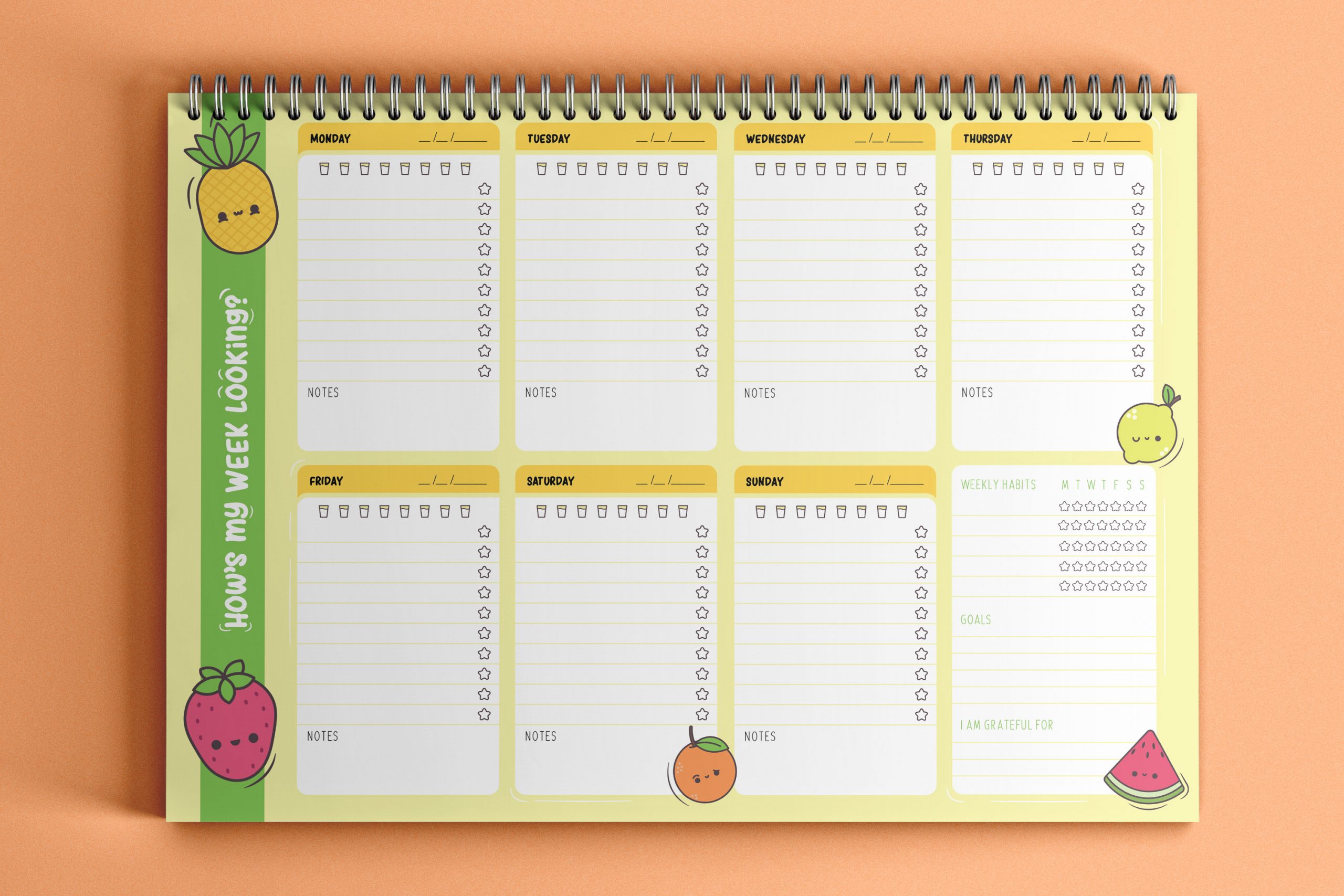 A fruit theme weekly planner designed by Hybrid Design Studio