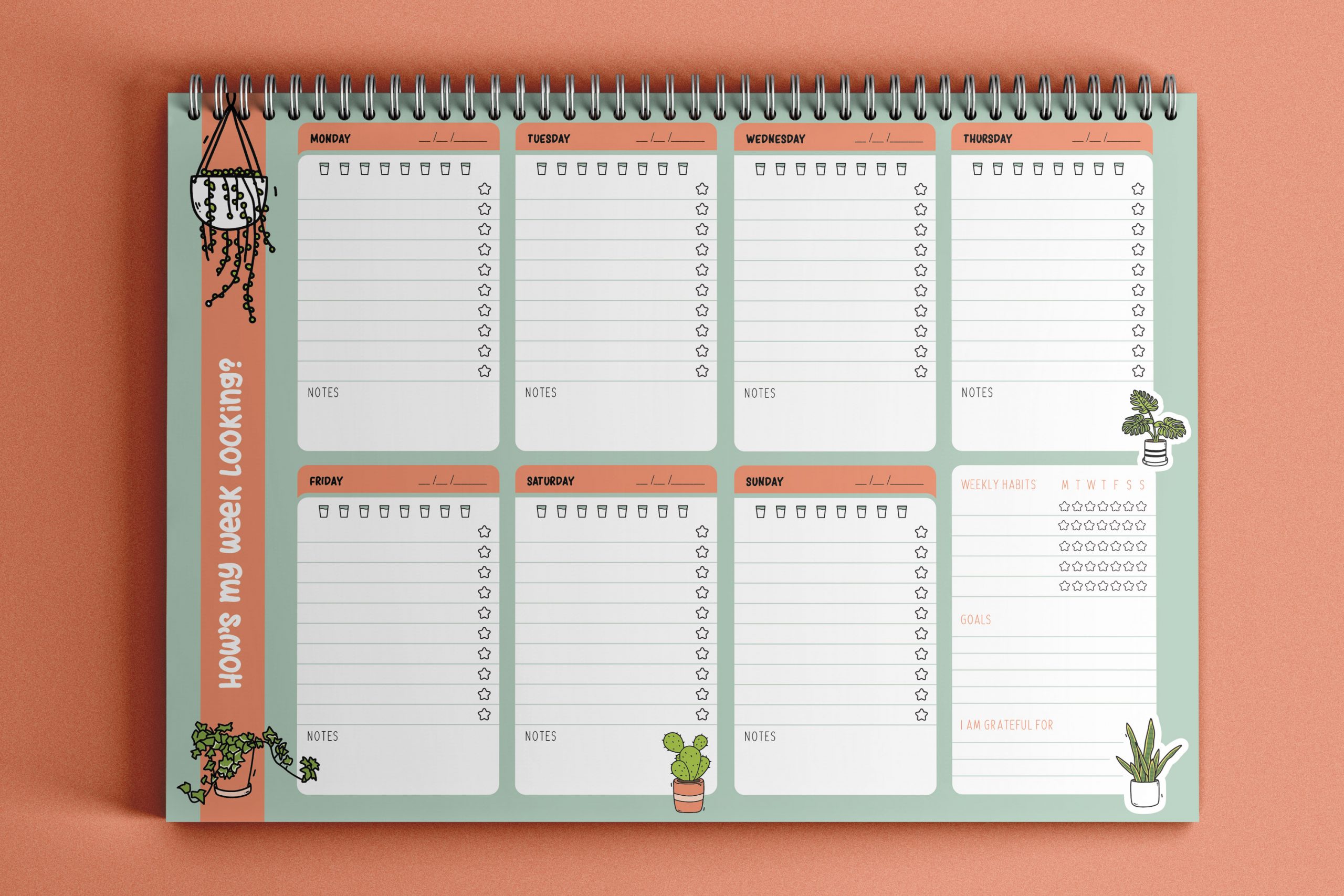 Plant Theme Weekly Task Planner Designed by Hybrid Design Studio